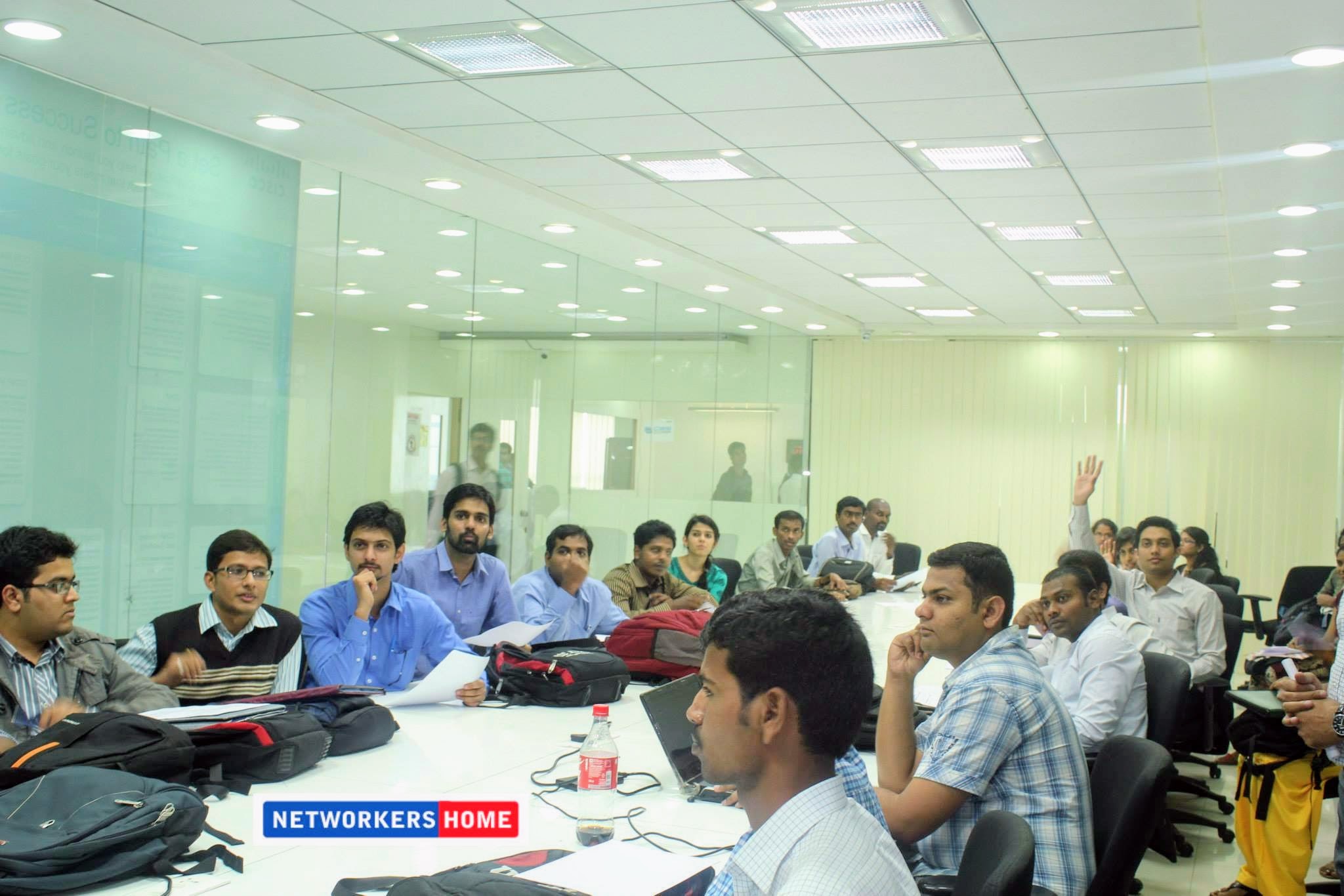 Networkers Home classroom in Bangalore with 15 students during a CCNA CCNP session